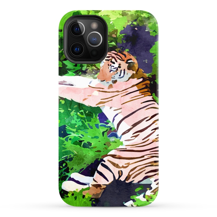 iPhone 12 Pro StrongFit Blush Tiger by Uma Prabhakar Gokhale