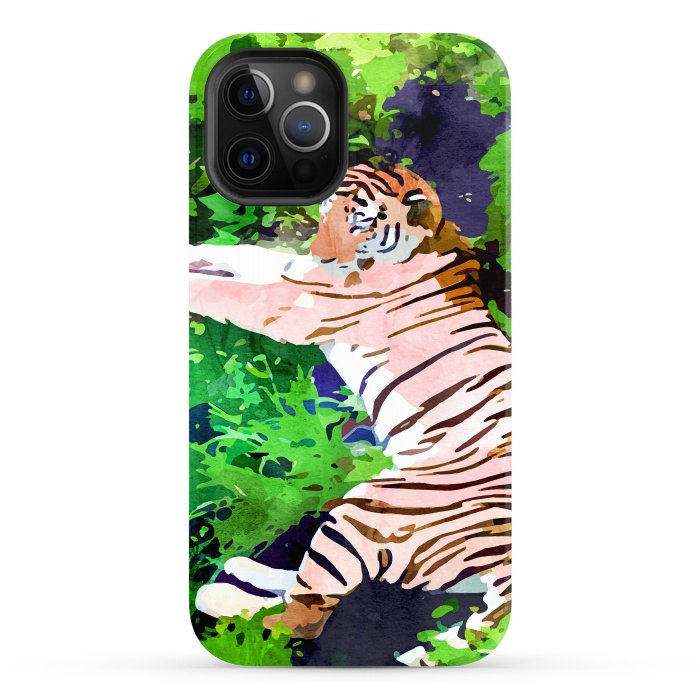 iPhone 12 Pro Max StrongFit Blush Tiger by Uma Prabhakar Gokhale