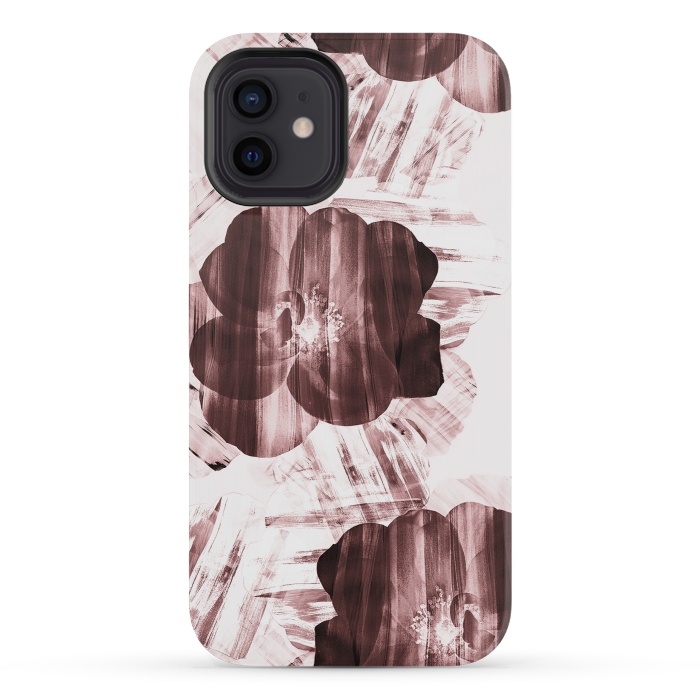 iPhone 12 mini StrongFit Brushed dark pink rose petals by Oana 