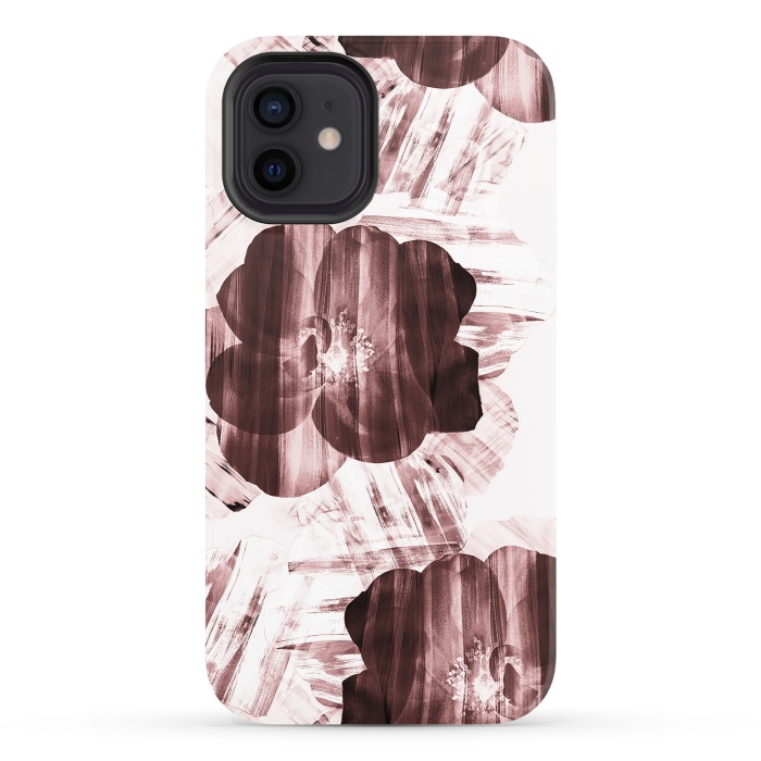 iPhone 12 StrongFit Brushed dark pink rose petals by Oana 