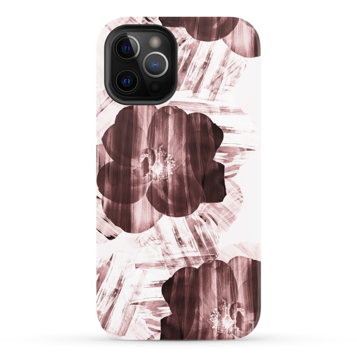 iPhone 12 Pro StrongFit Brushed dark pink rose petals by Oana 