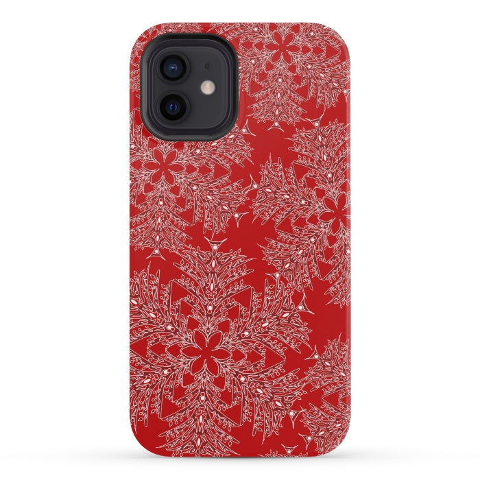 iPhone 12 mini StrongFit Holiday Mandalas (Red/White) by Lotti Brown