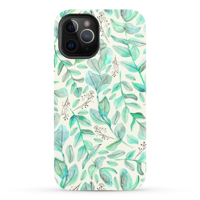 iPhone 12 Pro StrongFit Eucalyptus Garden on Cream by Tangerine-Tane