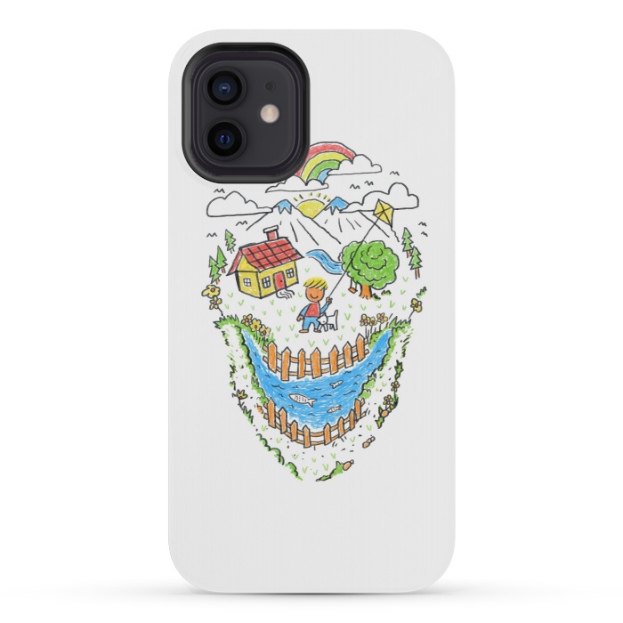 iPhone 12 mini StrongFit Skull Kid Draw 1 by Afif Quilimo