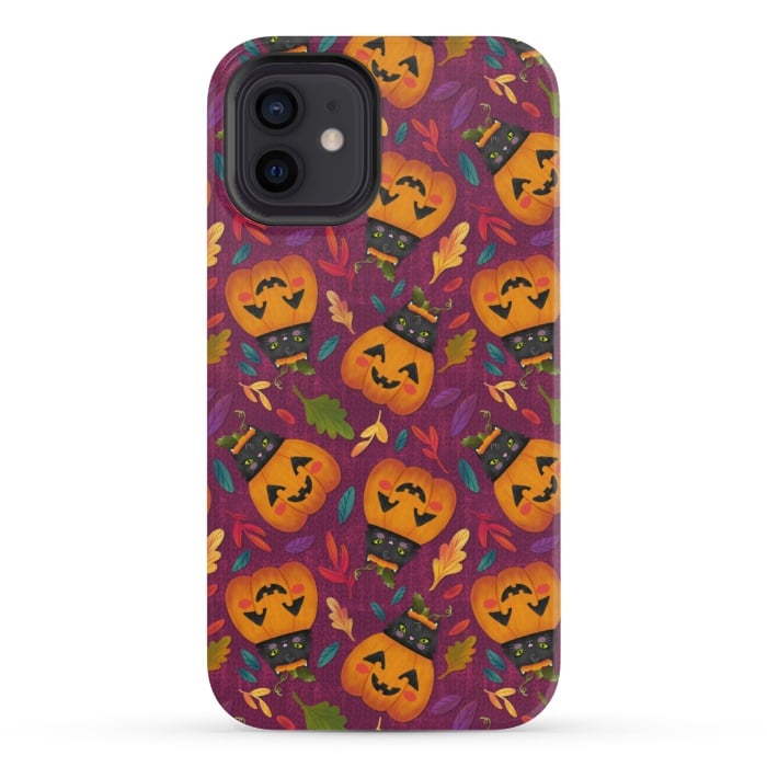 iPhone 12 mini StrongFit Pumpkin Kitty by Noonday Design