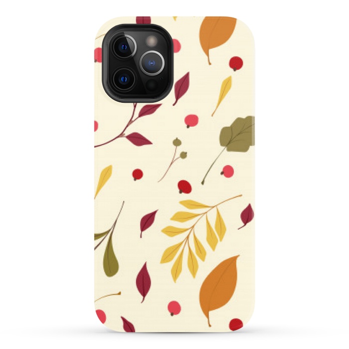 iPhone 12 Pro StrongFit subtle autumn leaves pattern by MALLIKA