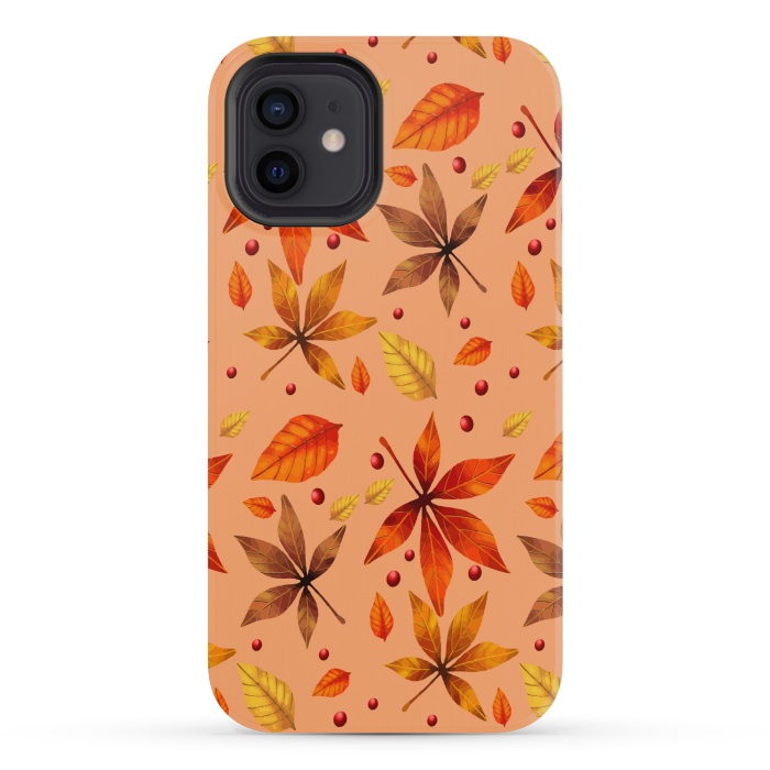 iPhone 12 mini StrongFit metallic autumn fall leaves by MALLIKA