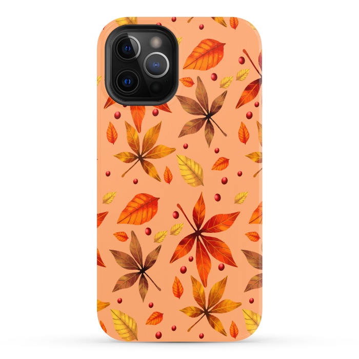 iPhone 12 Pro StrongFit metallic autumn fall leaves by MALLIKA