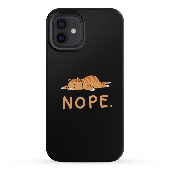 iPhone 12 mini StrongFit Nope Lazy Cat Caramel  by Vó Maria