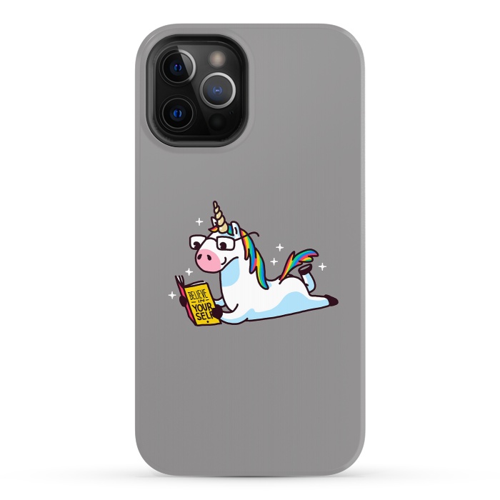 iPhone 12 Pro StrongFit Unicorn Reading Book Believe in Yourself Floor by Vó Maria