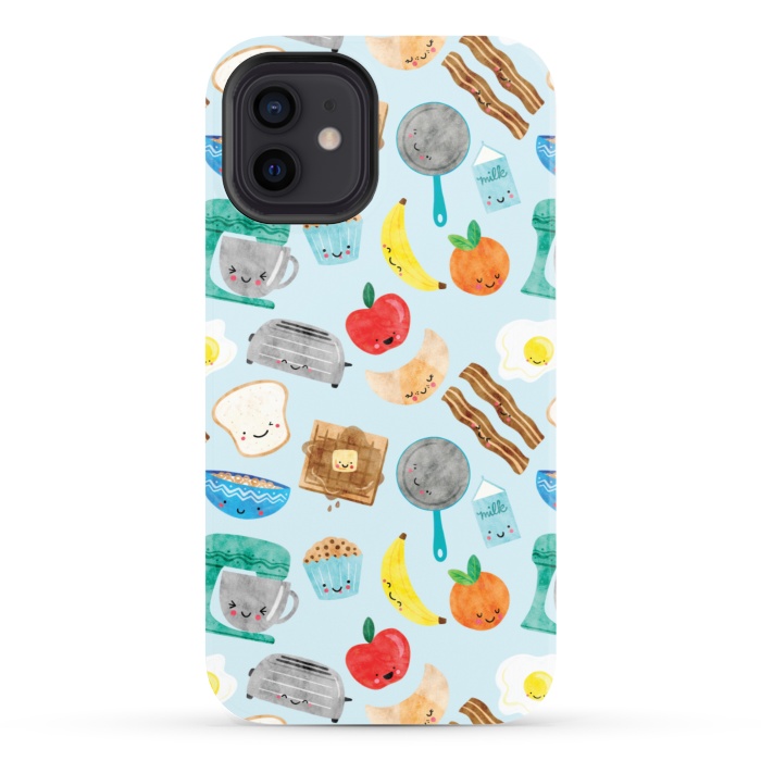 iPhone 12 StrongFit Happy and Cute Breakfast Foods by Noonday Design