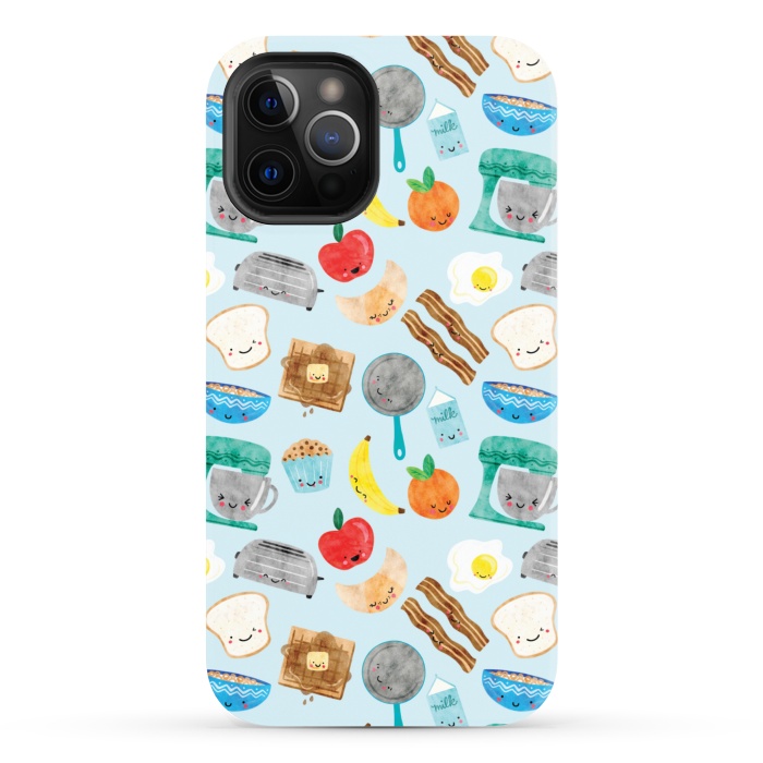 iPhone 12 Pro Max StrongFit Happy and Cute Breakfast Foods by Noonday Design