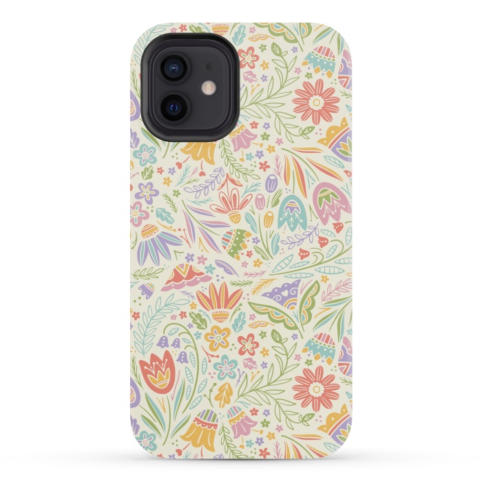 iPhone 12 mini StrongFit Pretty Pastel Floral by Noonday Design