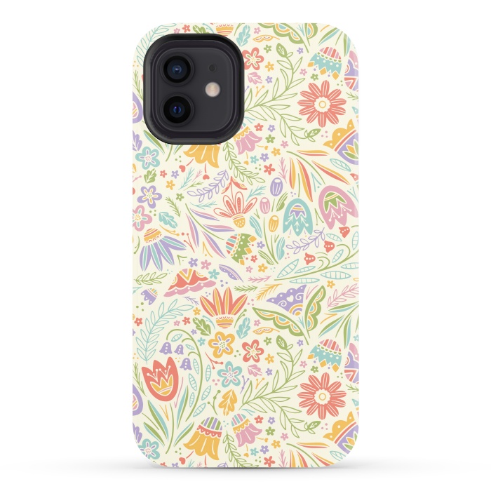 iPhone 12 StrongFit Pretty Pastel Floral by Noonday Design