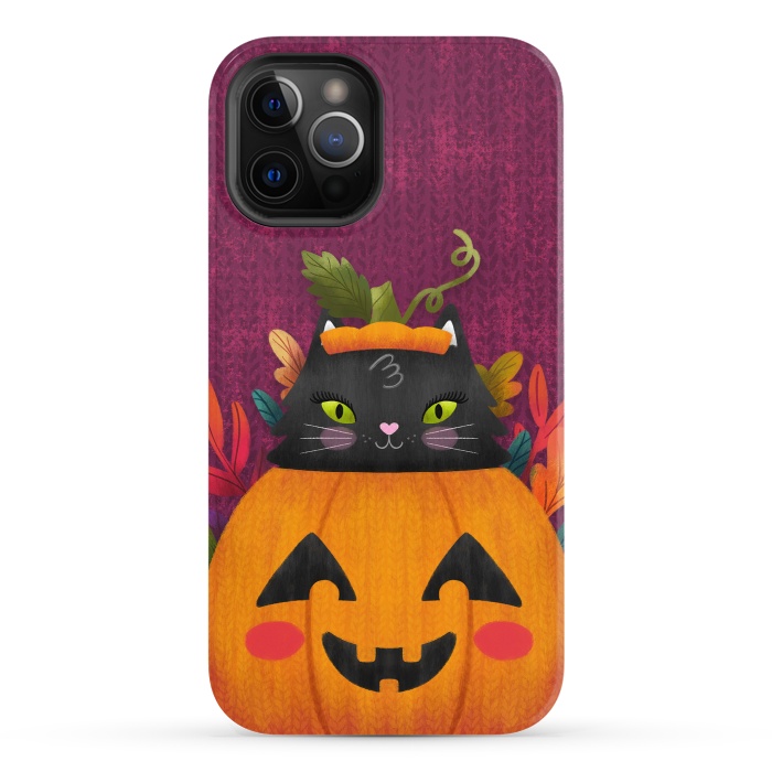 iPhone 12 Pro StrongFit Pumpkin Kitty Peekaboo by Noonday Design