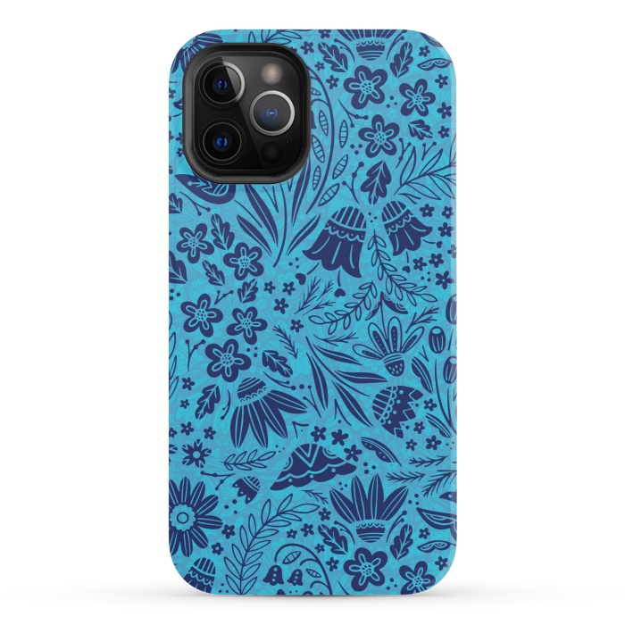 iPhone 12 Pro StrongFit Dainty Blue Floral by Noonday Design
