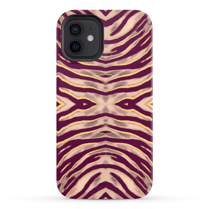 iPhone 12 StrongFit Tan brown tiger stripes print by Oana 