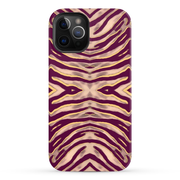 iPhone 12 Pro Max StrongFit Tan brown tiger stripes print by Oana 