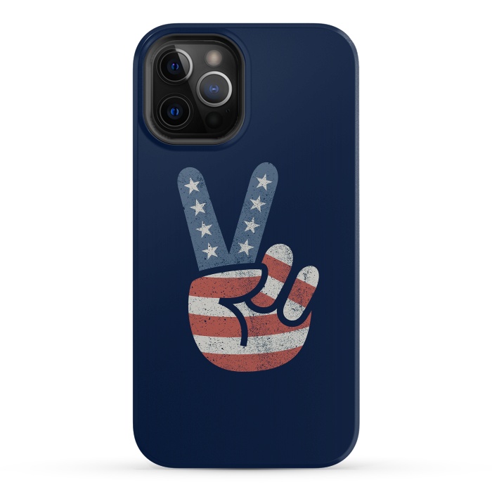 iPhone 12 Pro StrongFit Peace Love Hand USA Flag Vintage Solid by Vó Maria