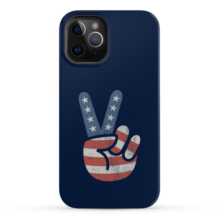 iPhone 12 Pro Max StrongFit Peace Love Hand USA Flag Vintage Solid by Vó Maria