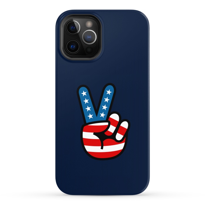 iPhone 12 Pro StrongFit Peace Love Hand USA Flag Vintage Solid 3 by Vó Maria