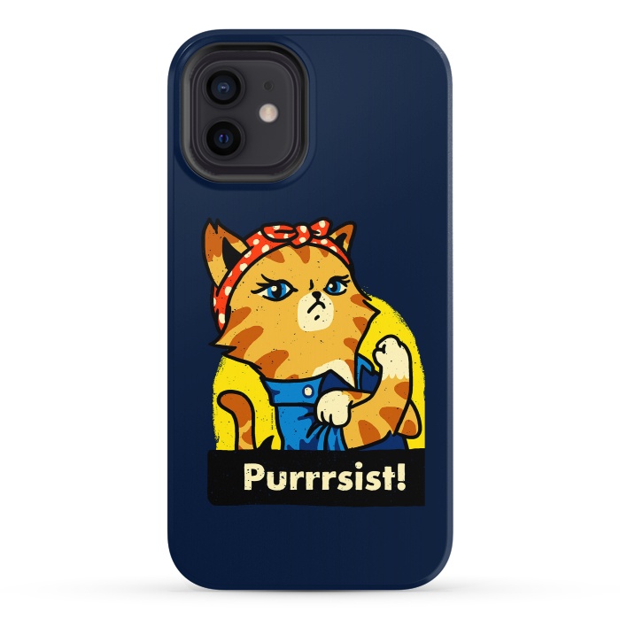 iPhone 12 StrongFit Purrsist! We Can Do It Cat Lovers by Vó Maria