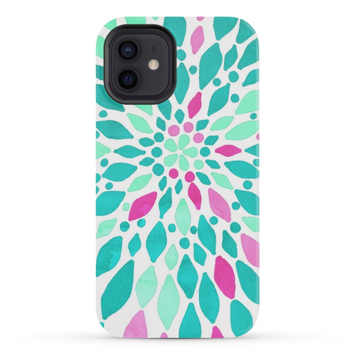 iPhone 12 mini StrongFit Radiant Dahlia - Pink & Teal by Tangerine-Tane