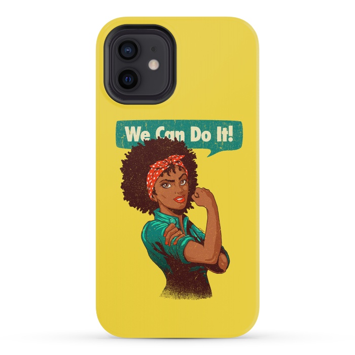 iPhone 12 mini StrongFit We Can Do It! Black Girl Black Queen Shirt V2 by Vó Maria