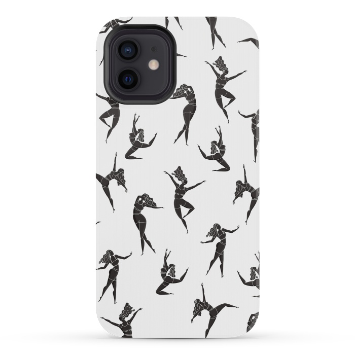 iPhone 12 mini StrongFit Dance Girl Pattern Black and White by Jelena Obradovic