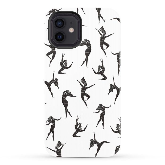 iPhone 12 StrongFit Dance Girl Pattern Black and White by Jelena Obradovic