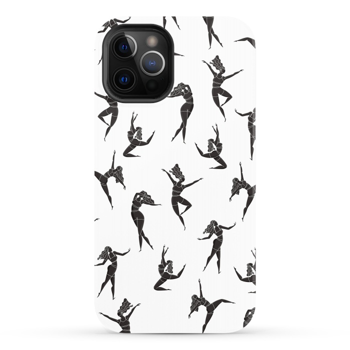iPhone 12 Pro StrongFit Dance Girl Pattern Black and White by Jelena Obradovic