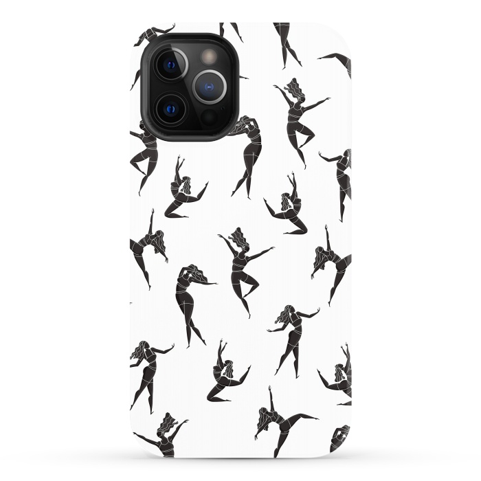 iPhone 12 Pro Max StrongFit Dance Girl Pattern Black and White by Jelena Obradovic
