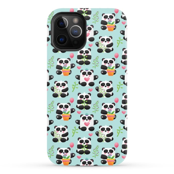 iPhone 12 Pro Max StrongFit Chubby Playful Pandas by Noonday Design