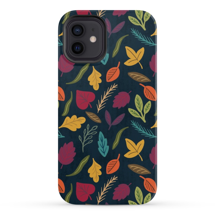 iPhone 12 StrongFit Bold and Colorful Fall Leaves by Noonday Design