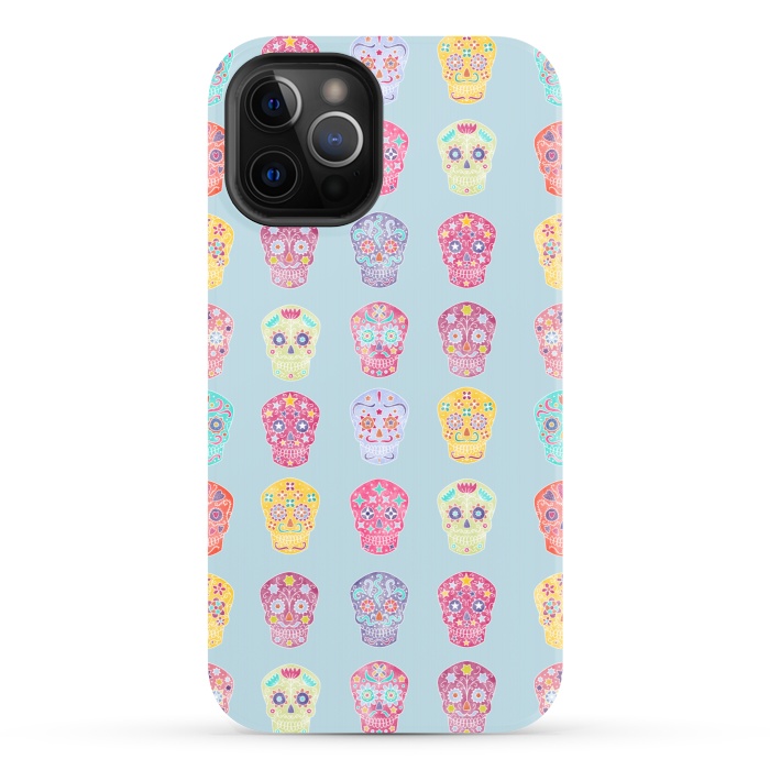 iPhone 12 Pro StrongFit Watercolor Mexican Day of the Dead Sugar Skulls by Nic Squirrell