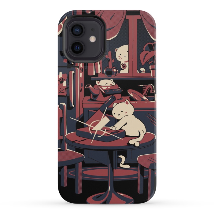 iPhone 12 mini StrongFit Haunted by cats by Ilustrata