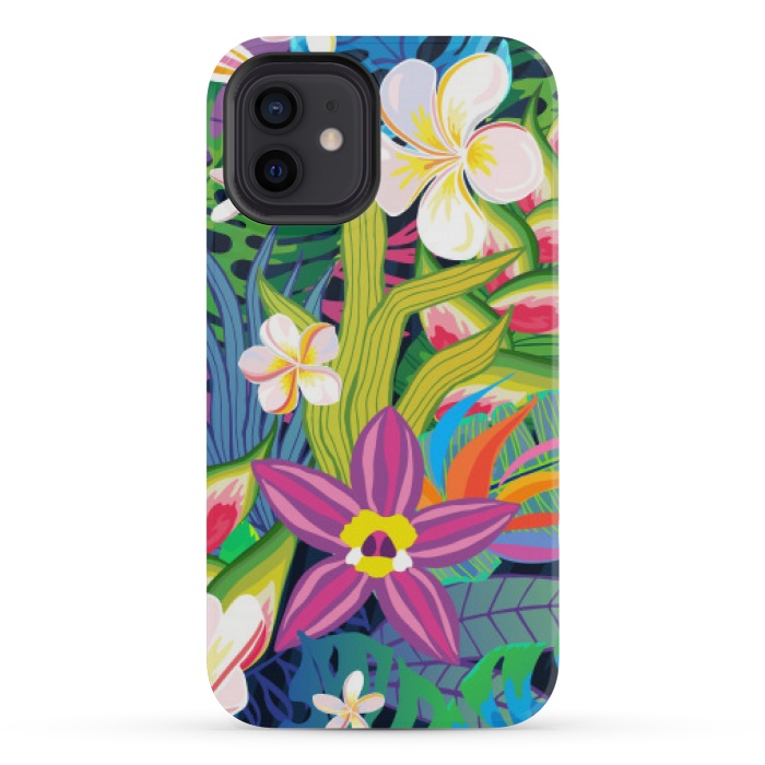 iPhone 12 mini StrongFit tropical floral pattern 4  by MALLIKA