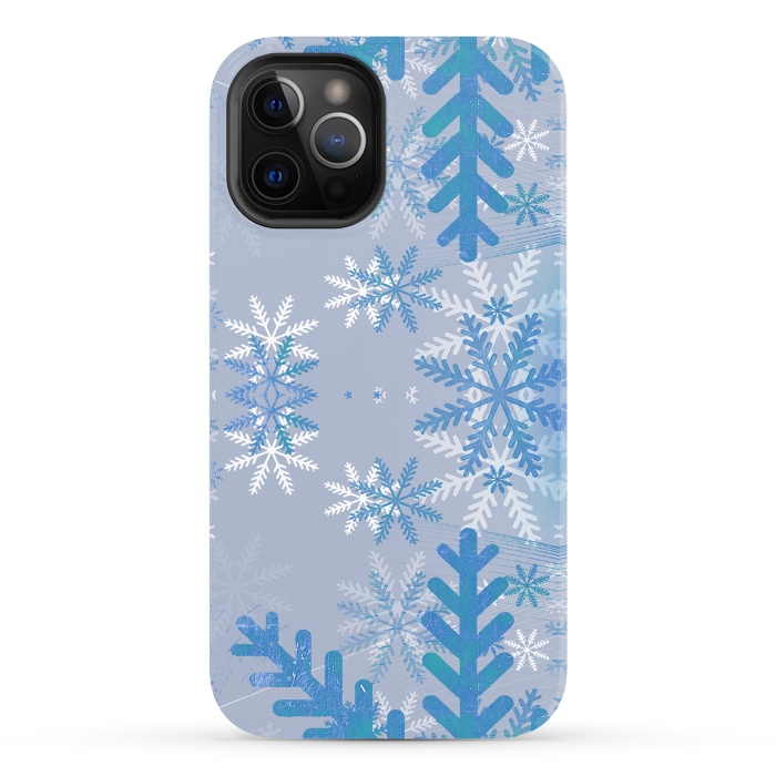 iPhone 12 Pro Max StrongFit Baby blue snowflakes Christmas pattern by Oana 
