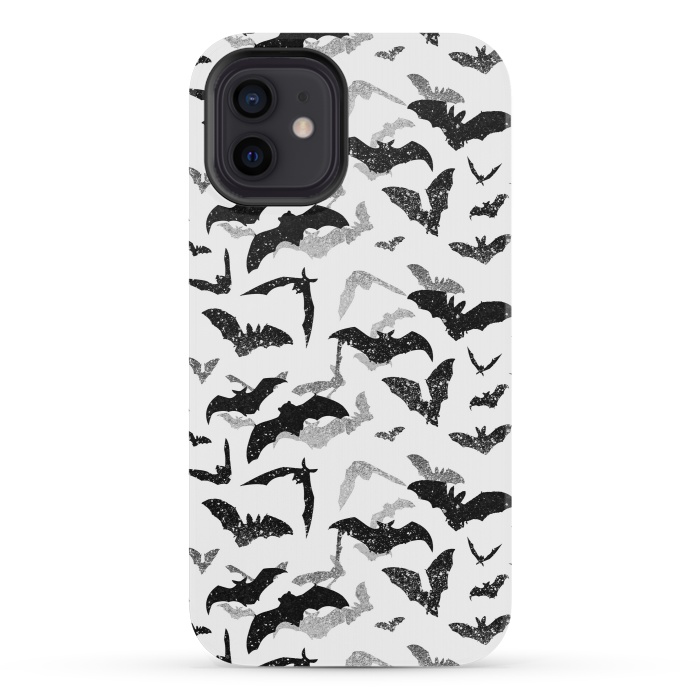 iPhone 12 mini StrongFit Grunge flying bats Halloween pattern by Oana 