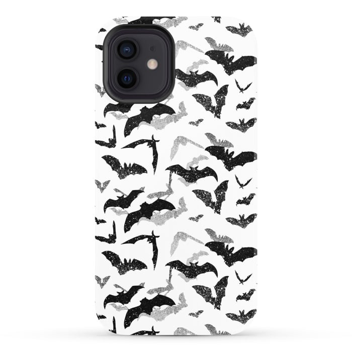 iPhone 12 StrongFit Grunge flying bats Halloween pattern by Oana 