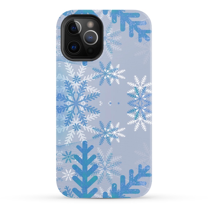 iPhone 12 Pro StrongFit Pastel blue snowflakes winter pattern by Oana 