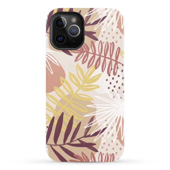 iPhone 12 Pro StrongFit Modern tropical leaves and spots - terracotta by Oana 