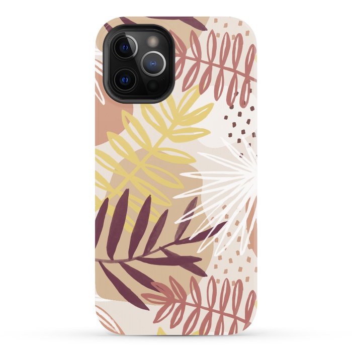 iPhone 12 Pro Max StrongFit Modern tropical leaves and spots - terracotta by Oana 