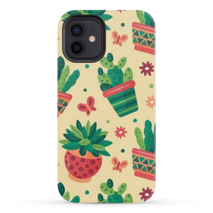 iPhone 12 mini StrongFit cactus green pattern 4 by MALLIKA