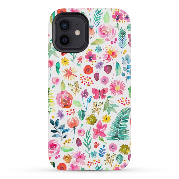 iPhone 12 mini StrongFit Colorful Botanical Plants and Flowers by Ninola Design
