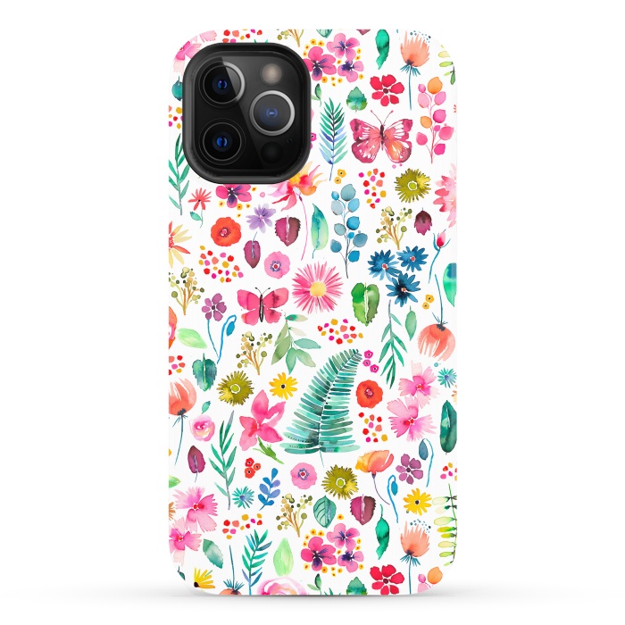 iPhone 12 Pro Max StrongFit Colorful Botanical Plants and Flowers by Ninola Design