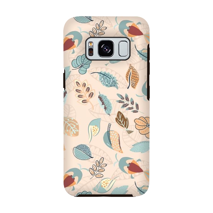 Galaxy S8 StrongFit Cute parrots in a fun tossed pattern with funky leaves in blue and red by Paula Ohreen