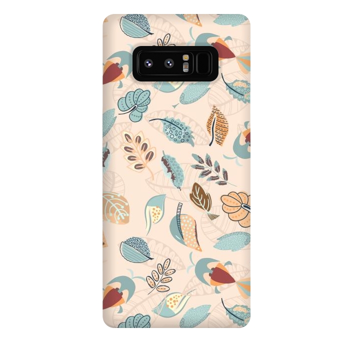 Galaxy Note 8 StrongFit Cute parrots in a fun tossed pattern with funky leaves in blue and red by Paula Ohreen