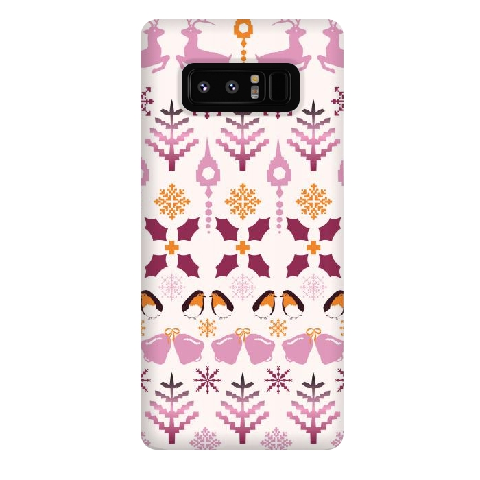 Galaxy Note 8 StrongFit Fair Isle Christmas in pink and orange by Paula Ohreen