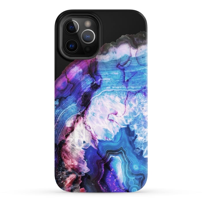 iPhone 12 Pro StrongFit Dark blue purple agate marble  by Oana 